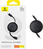 Baseus Free2Pull Mini Retractable USB-C to USB-C Cable 60W — 1m — Black