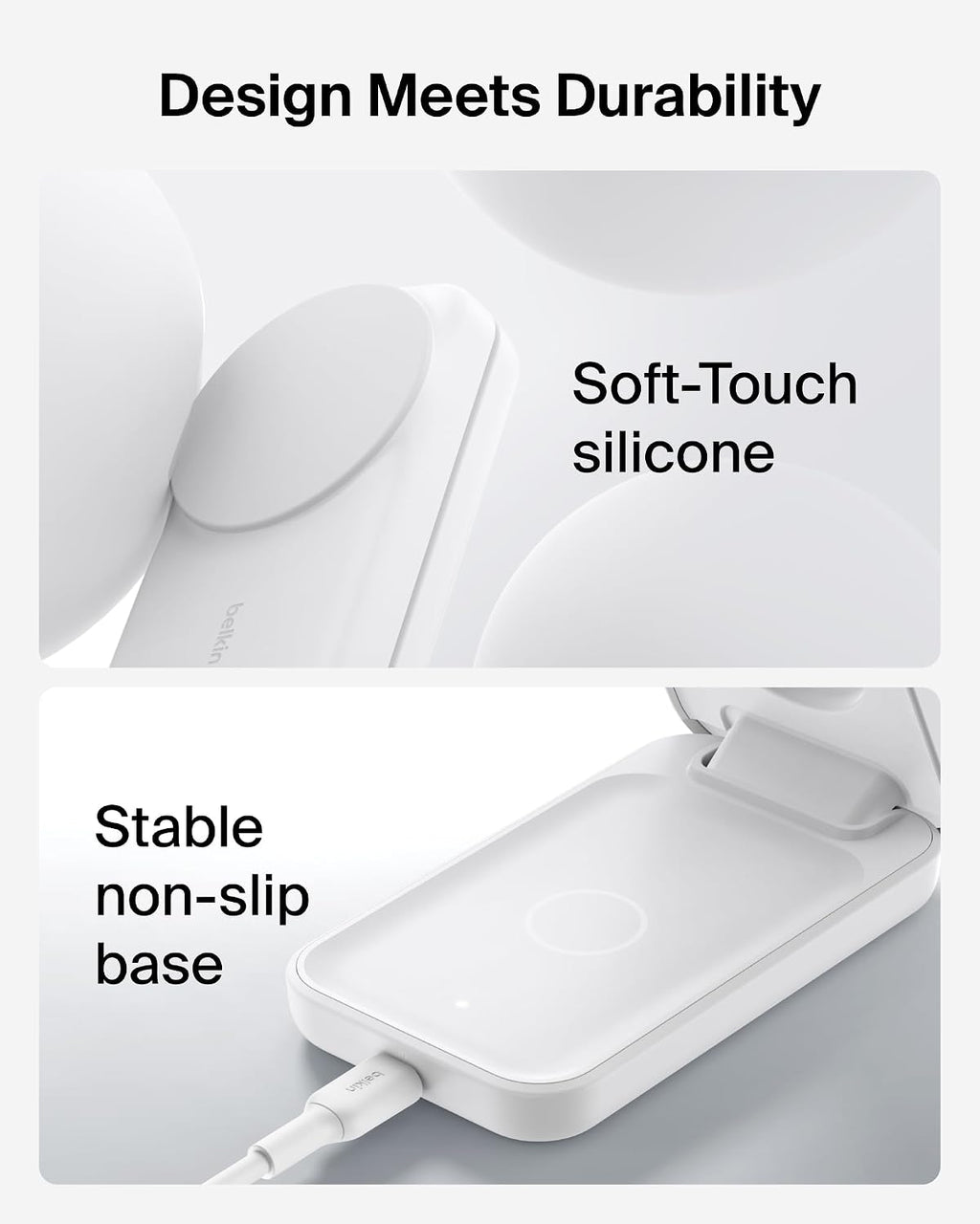Belkin UltraCharge 3 in 1 Magnetic Wireless Charger with Qi2, 25W - White