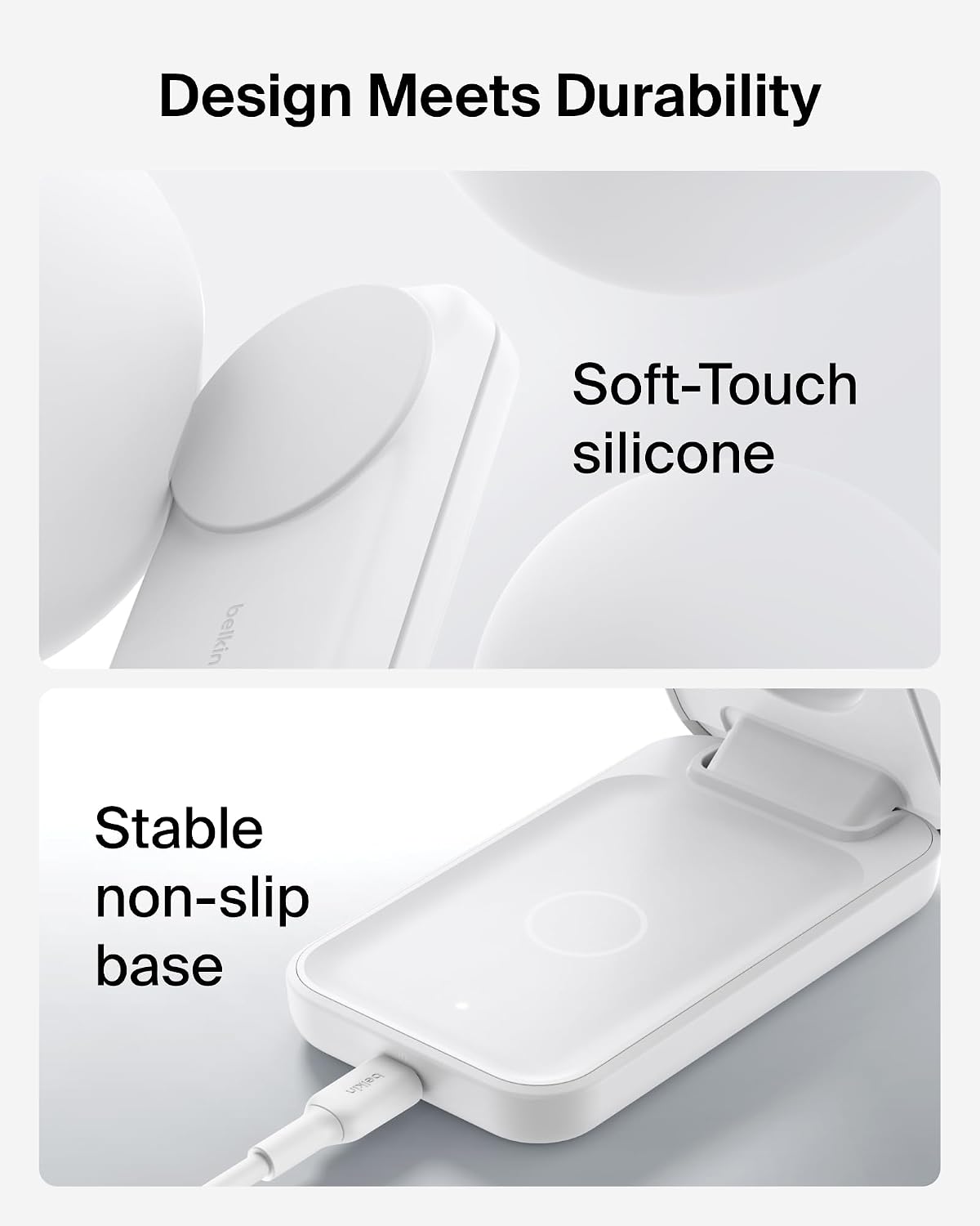 Belkin UltraCharge 3 in 1 Magnetic Wireless Charger with Qi2, 25W - White