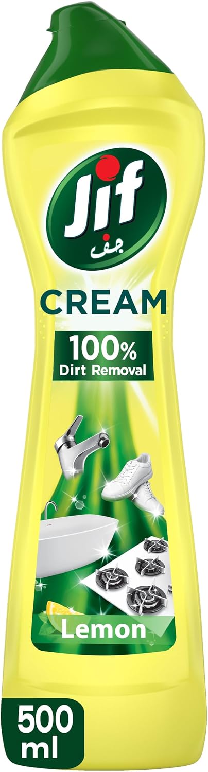 JIF Multipurpose Cream Cleaner, Lemon, 100% Dirt Removal, 500ml — front product image