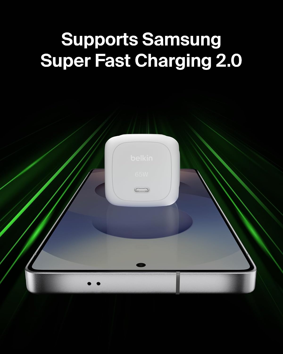 Belkin USB-C Plug 65W, Fast Charging Wall Charger, Type C Phone Charger - Compatible with Apple iPhone 16/15/14/13, Galaxy S25, Google Pixel 9, MacBook, iPad, AirPods, Chromebook, & More - White