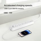 Belkin 4-Outlet Surge Protector Power Strip, Wall-Mountable with 4 AC Outlets, 2M Power Cord, & Green Indicator Light - USB-C Port & USB-A Port w/USB-C PD Fast Charging - 525 Joules of Protection