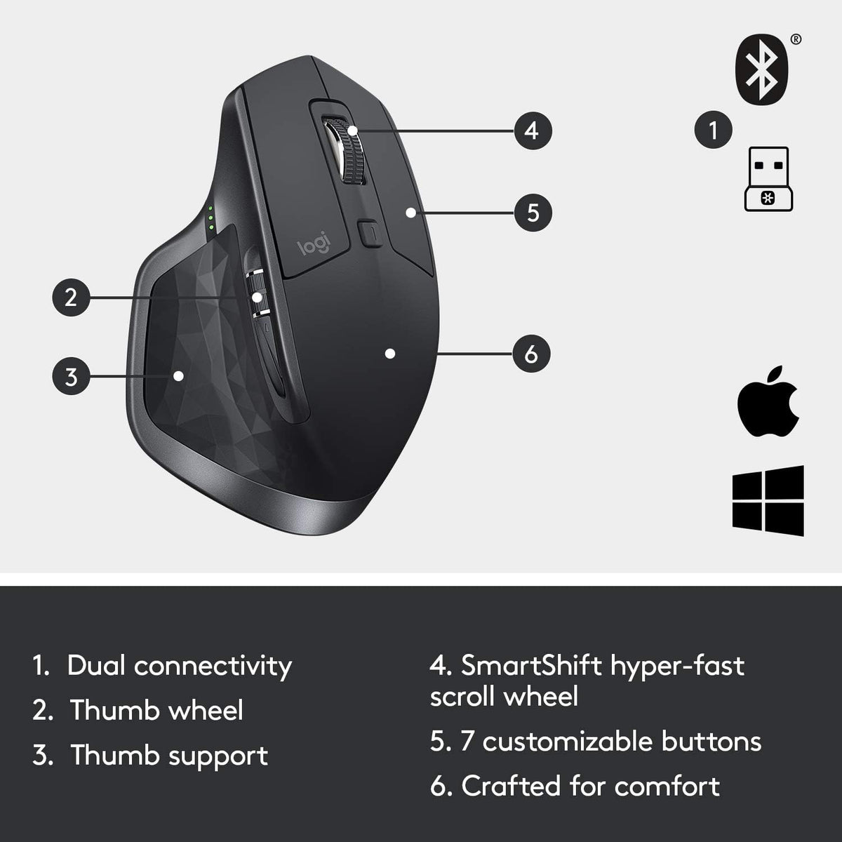Logitech MX Master 2S Wireless Mouse — Graphite
