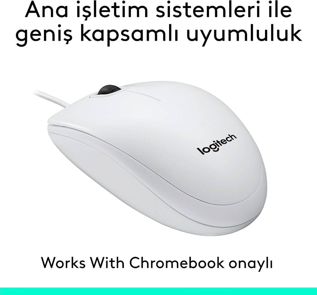 Logitech M100 Wired Mouse — White