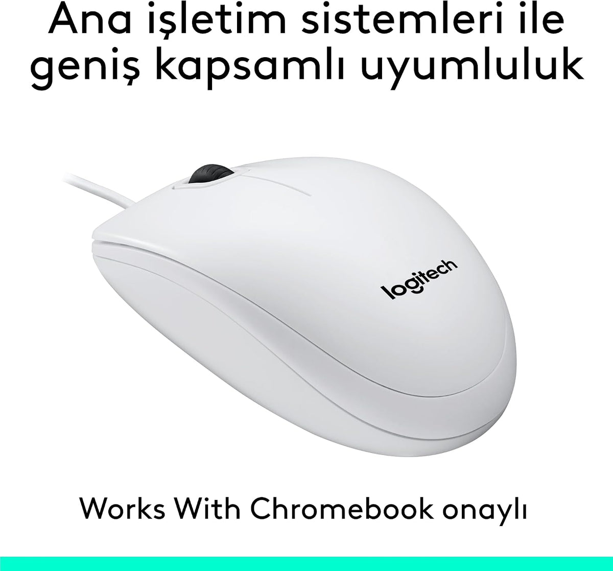 Logitech M100 Wired Mouse — White