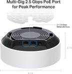 TP-Link Deco AX3000 Mesh WiFi 6, Ceiling/Wall-Mountable, Replacing WiFi Router & Access Point, PoE-Powered, 2 PoE Ports (1 x 2.5G, 1 x Gigabit), 1-Pack