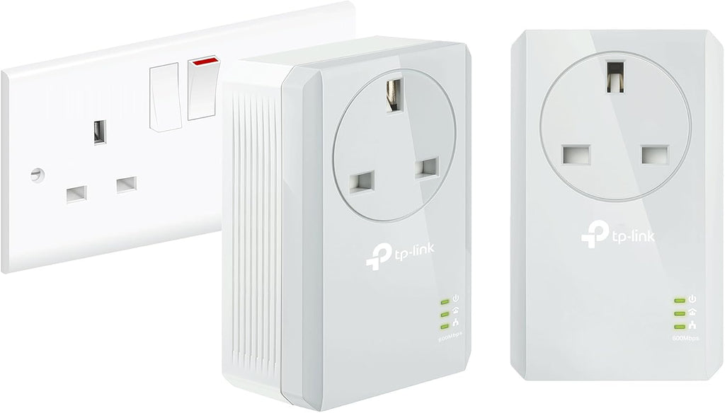 TP-Link TL-PA4010PKIT Passthrough Powerline Adapter Starter Kit, No Configuration Required, UK Plug, Pack of 2