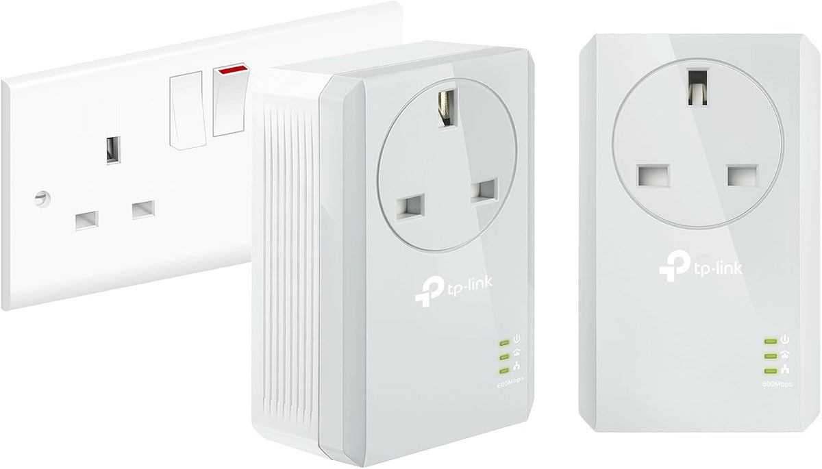 TP-Link TL-PA4010PKIT Passthrough Powerline Adapter Starter Kit, No Configuration Required, UK Plug, Pack of 2