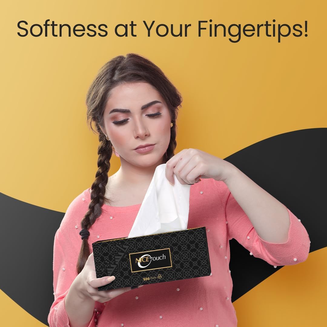 Nice Touch Facial Tissue Boxes, 1 Ply x 10 Black Tissue Saving Packs of 500 Sheets each — additional view 3