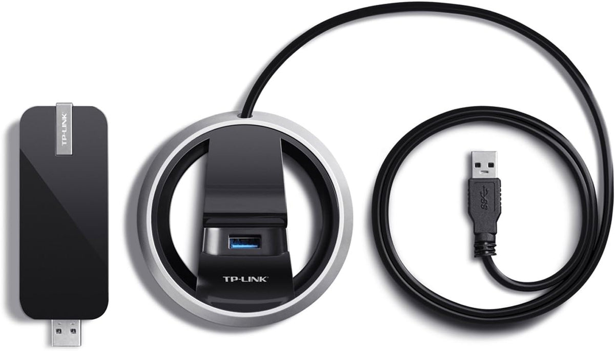 TP-Link AC1900 High Gain Wireless Dual Band USB Adapter for PC, Desktop, Laptop and Tablet (Supports Windows XP/7/8/8.1/10/11, OS X (10.9–10.13), Beamforming Technology, WPS Button) (Archer T9UH)