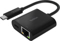 Belkin usb-c to ethernet adapter + charge (60w passthrough power for connected devices, 1000 mbps speeds) macbook pro