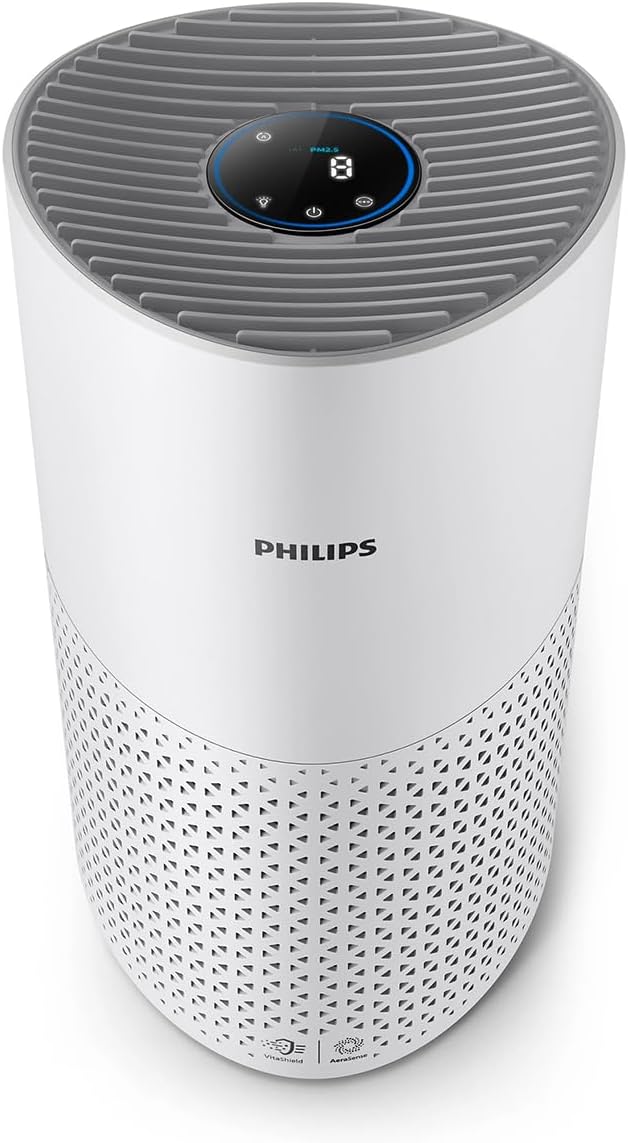 Philips 1000-Series Air Purifier, Removes Germs, Dust and Allergens in Rooms up to 78 m², CADR 300 m³/h, Sleep mode (AC1711/10) — Grey, White