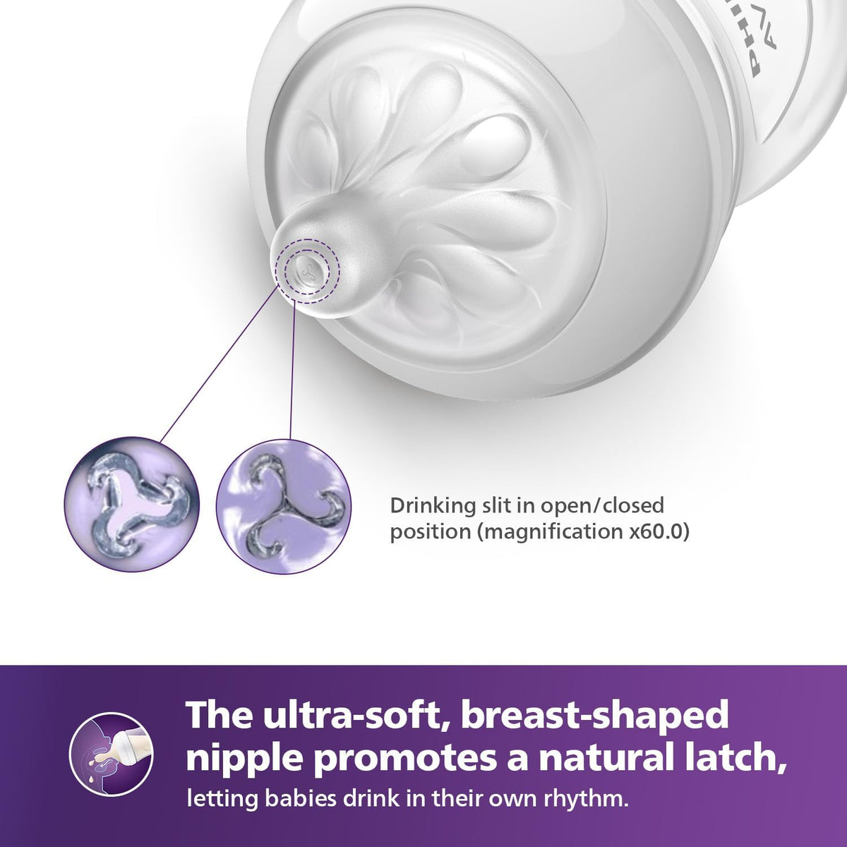 Philips AVENT Natural Response Baby Bottle with AirFree Valve, 260 ml, BPA-Free, for Newborns from 1 Month (Model SCY673/01) — Clear