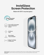 Belkin ScreenForce InvisiGlass iPhone 16 Screen Protector, scratch-resistant impact protection, easy align tray for bubble free application, made with recycled glass for iPhone 16, iPhone 15, 14 Pro