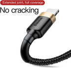 Baseus USB to Lightning Charging Cable iPhone 14 Pro Max Cafule Nylon Braided High-Density Quick Charge — 1 Meter / 2.4 A