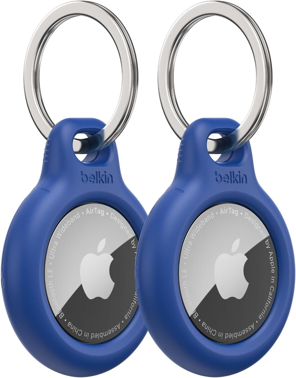 Belkin AirTag Case with Key Ring (Secure Holder Protective Cover for Air Tag with Scratch Resistance Accessory) – 2-pack, Blue, MSC002BTBL