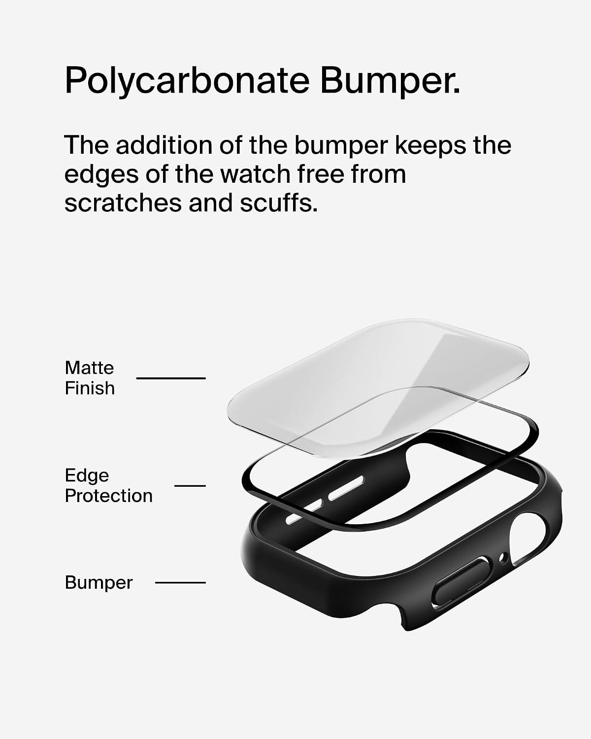 Belkin ScreenForce TemperedCurve 2-in-1 Apple Watch Screen Protector for Series 10 (42mm), Apple Watch case with 360˚ protection and protective bumper, tempered glass screen protector - black
