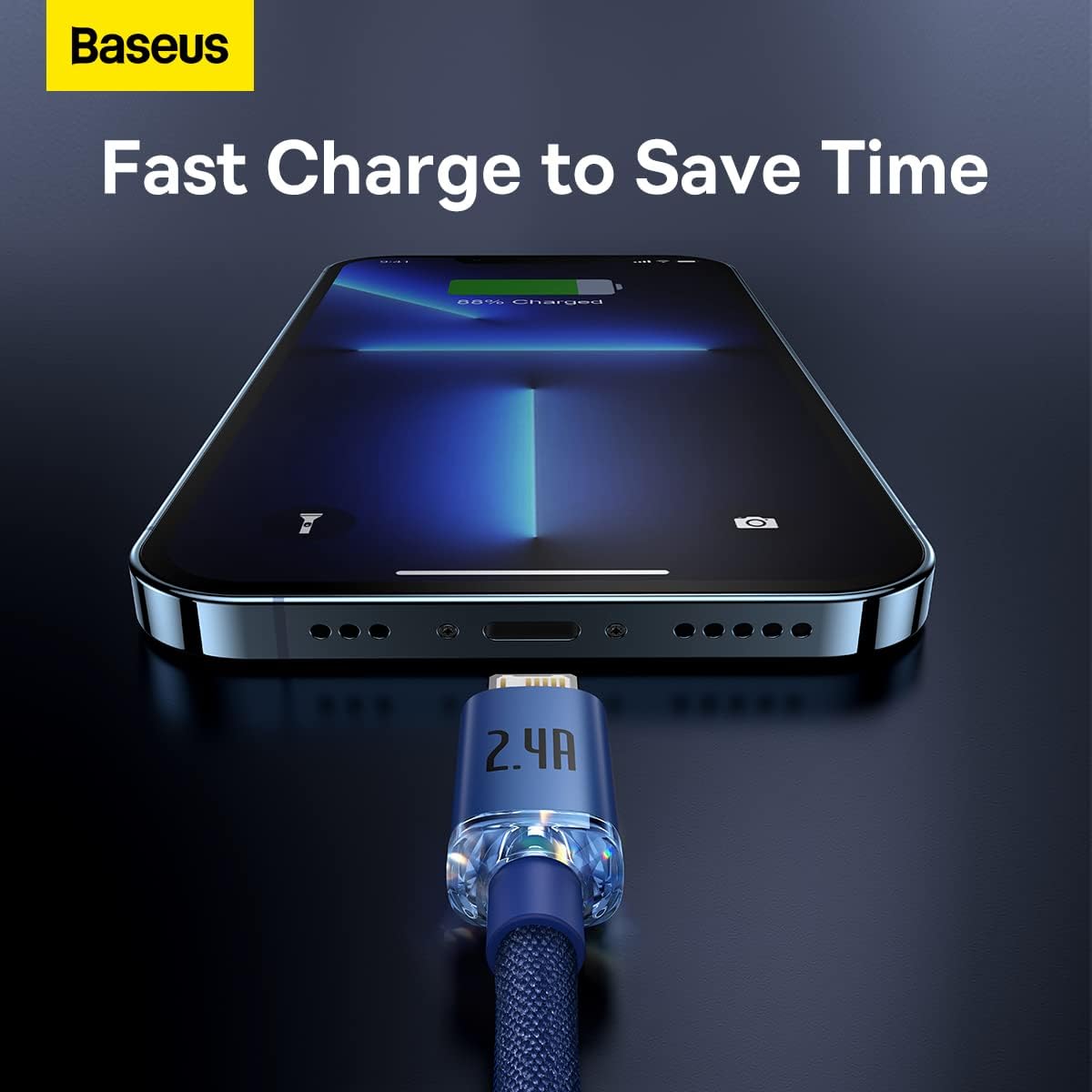 Baseus Crystal Shine USB-A to Lightning Cable 2.4A — 1.2m — Blue