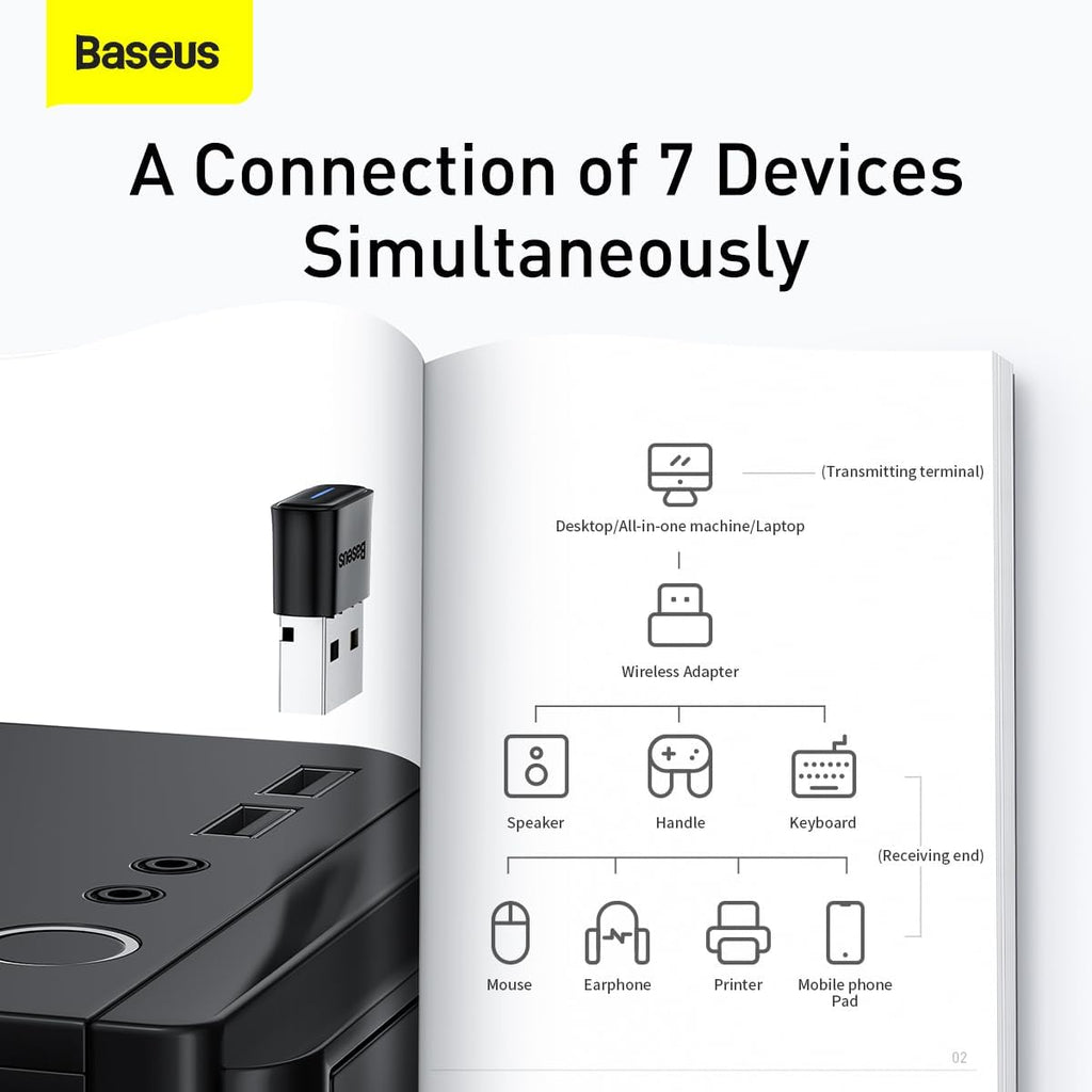Baseus ZJBA000001 Mini USB Bluetooth V5.0 Wireless Adapter Black — Black