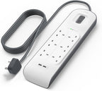 Belkin 6 Way 2 Meter Surge Protection Strip with 2 x 2.4 Ampere USB Charging