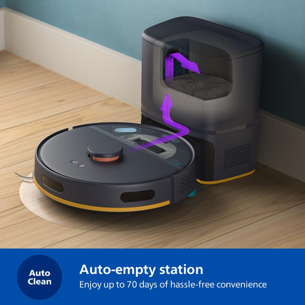 Philips Vacuum & Mop Robot With Station, 6000Pa Suction, 120 Min Runtime — Midnight Blue