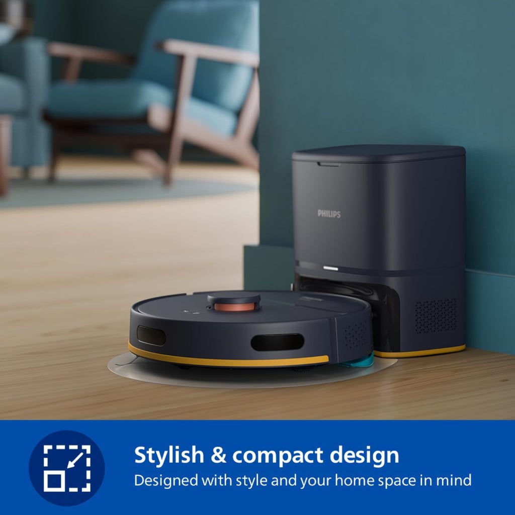 Philips Vacuum & Mop Robot With Station, 6000Pa Suction, 120 Min Runtime — Midnight Blue