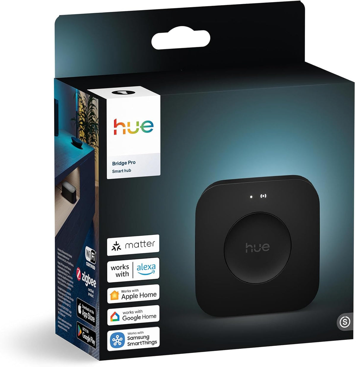 Philips Hue Bridge Pro, Smart Hub for Lighting, Wireless, Supports 150+ Bulbs and 50+ Accessories, Compatible with Apple Home, Amazon Alexa, Google Assistant and Samsung SmartThings — black