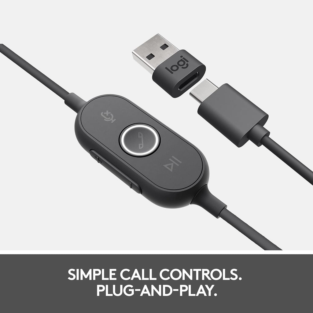 Logitech Zone 750 Wired Headset — Graphite