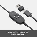 Logitech Zone 750 Wired Headset — Graphite