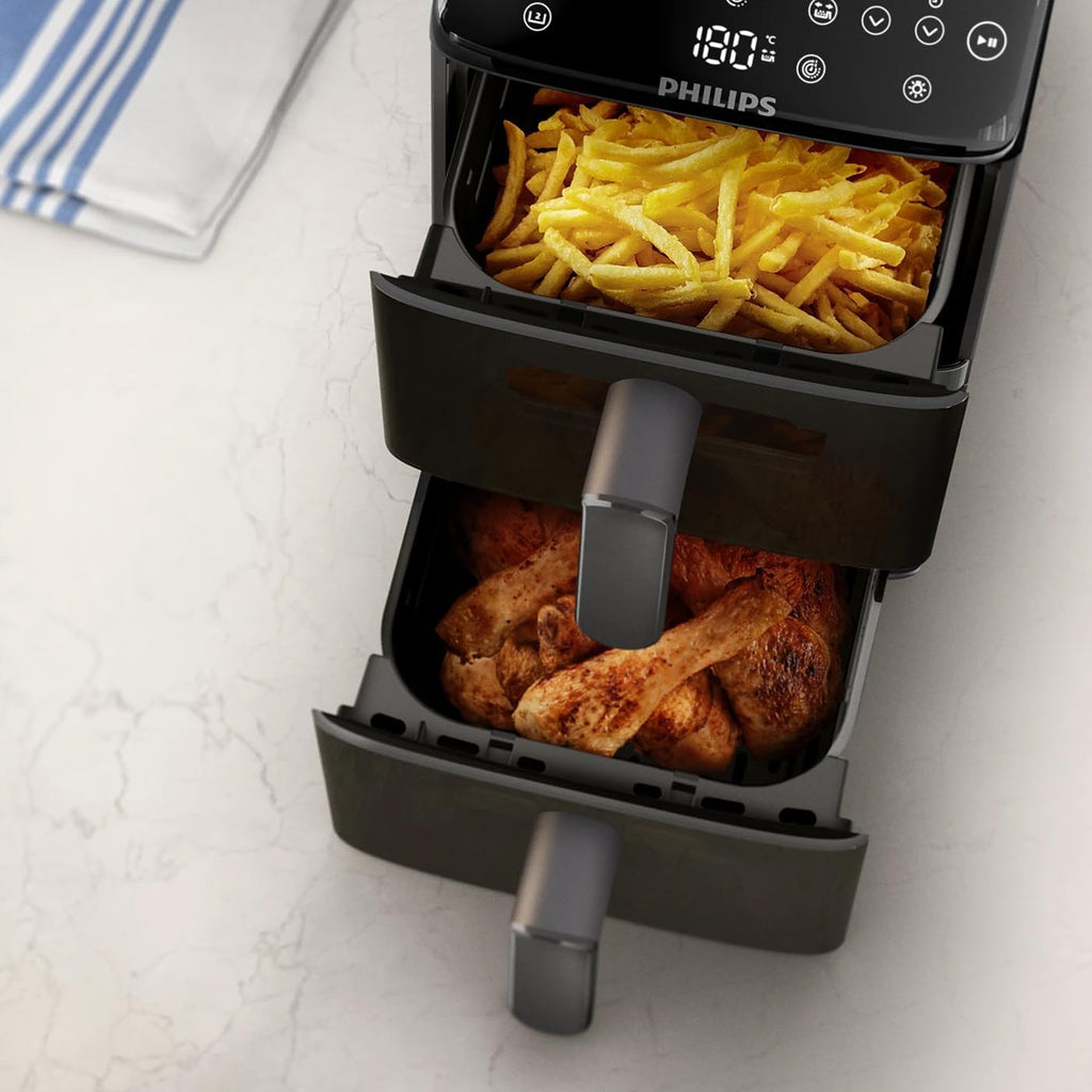Philips Dual-Stack AirFryer XXL, 10L/2KG, 2750W, 13 Functions, 6 Presets — Black