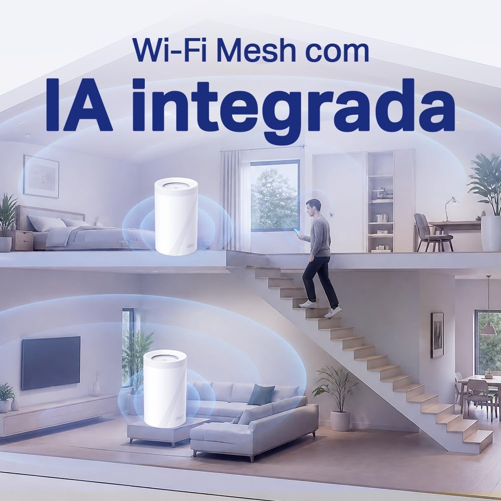 TP-Link Deco BE65(2-pack), BE9300 Mbps, 4 × 2.5 Gbps Ports, 320 MHz Channels, Works on a 6 GHz Band, Connectivity up to 200 Devices, VPN, WPA3, Tri-Band Wi-Fi 7 Mesh System