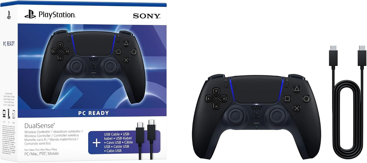 PlayStation DualSense Wireless Controller - Midnight Black + USB Cable for PC