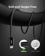 Belkin 2-Pack Braided USB-C Cable with Lightning Connector 5ft - Soft, Flexible Fast-Charging Cable, Lightning Charger Cord for iPhone 14 & Earlier Series, iPad 9th Gen, & AirPods - Black