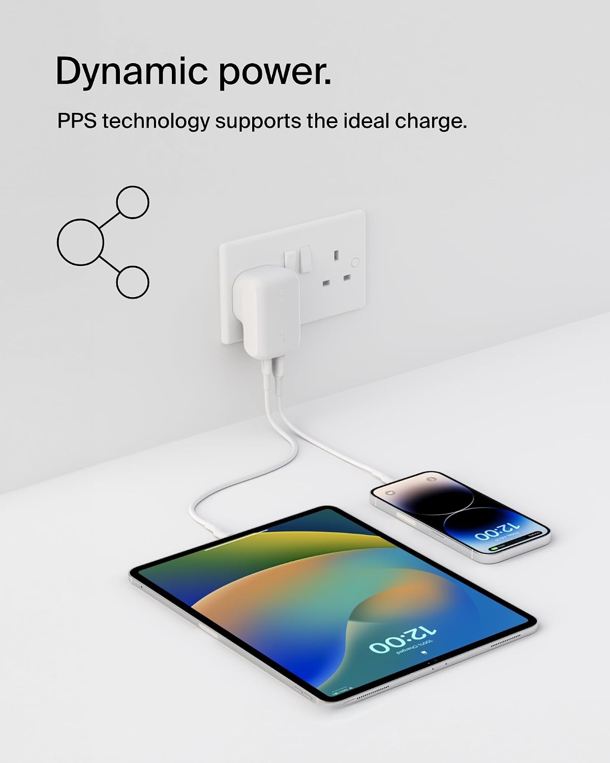 Belkin BoostCharge 42W Dual Port Wall Charger, USB-C + USB-A Charger Fast Charging for Apple iPhone 17, iPhone Air, 16, 15, 14, Samsung Galaxy S25, Pixel 10, iPad, AirPods, Tablet & More - White