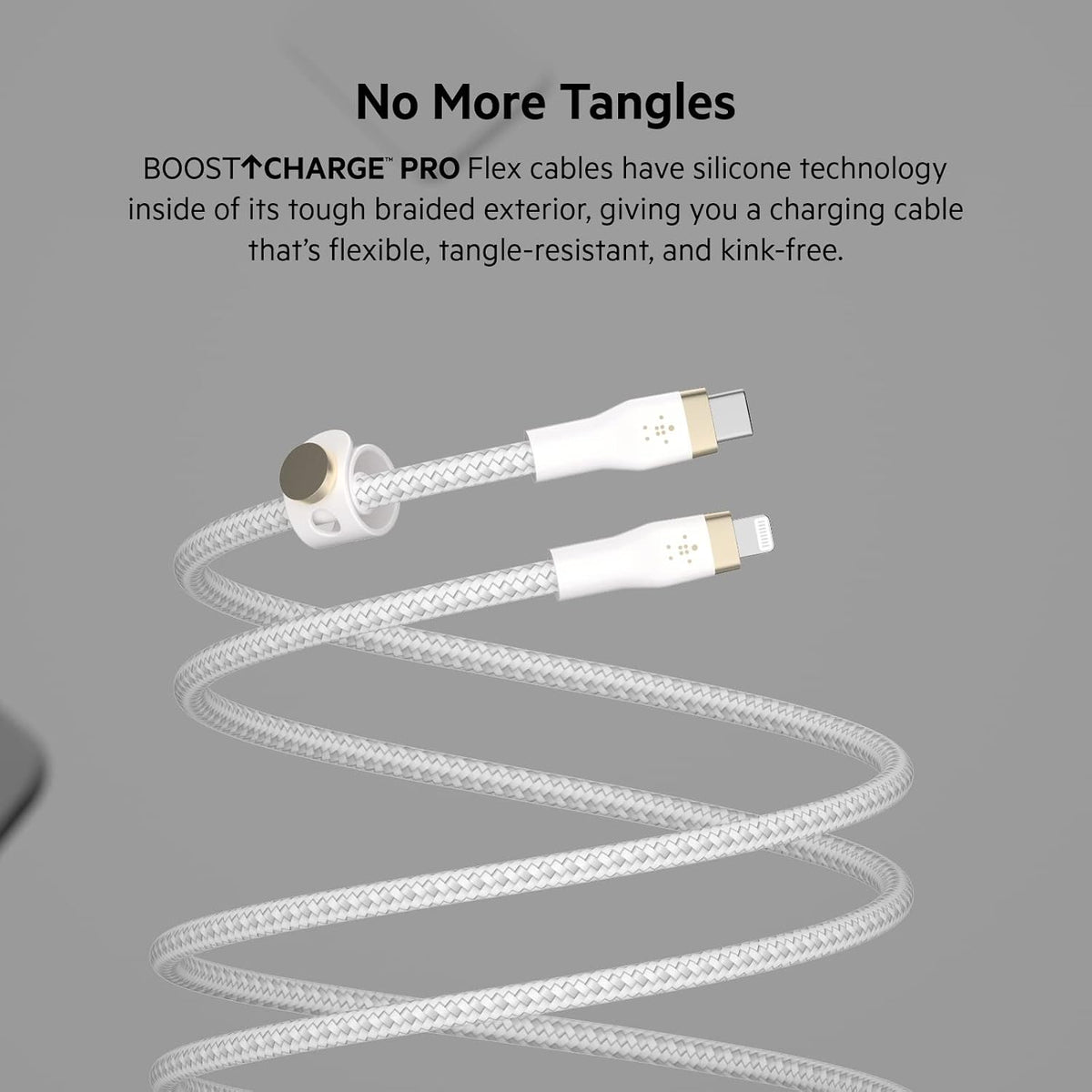 Belkin BoostCharge Pro Flex Braided USB Type C to Lightning Cable (1M/3.3FT), MFi Certified 20W Fast Charging PD Power Delivery for iPhone 14/14 Plus, 13, 12, Pro, Max, Mini, SE, iPad and More -White