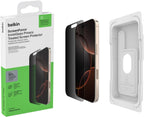 Belkin ScreenForce InvisiGlass Privacy Screen Protector for iPhone17 + iPhone 16 Pro, Scratch-Resistant Impact Protection with Included Easy Align Tray for Bubble Free Application, Recycled Glass
