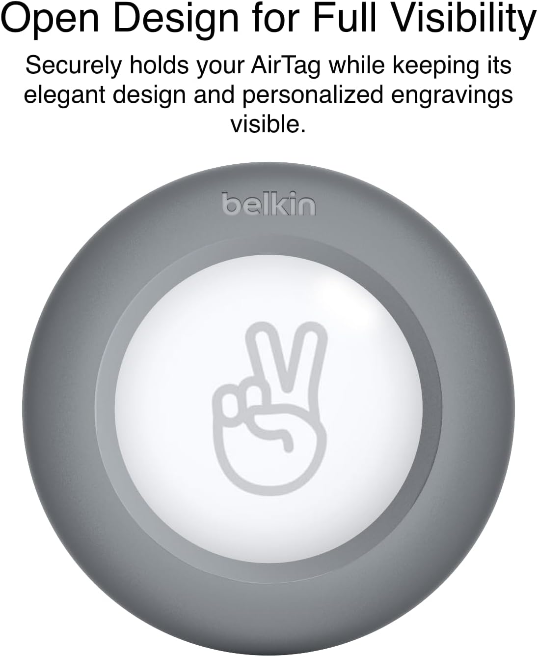 Belkin AirTag Case with Clip, Secure Holder Protective Cover Key Chain, Key Ring for Air Tag with Scratch Resistance Accessory – Dark Grey