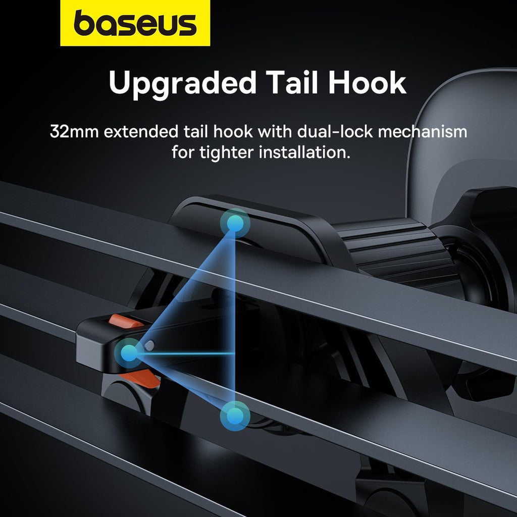Baseus UltraControl Mega Series Car Phone Holder for Air Vent, Adaptive Clamp Arms, Secure Placement, Upgraded Tail Hook Car Phone Mount — Black