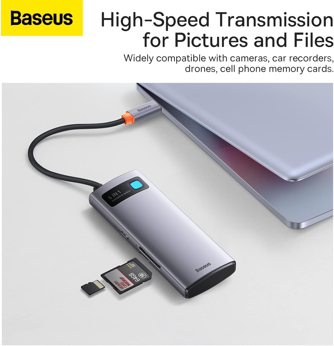 Baseus 6 in 1 USB C Docking Station, 10Gbps USB C Hub with 3 USB A/C Ports, 4K@60Hz HDMI, Gigabit Ethernet, 100W PD, USB Hub for Laptops, iPhone 15 Pro Max, MacBook, iPad — 6 in 1-GS — Grey