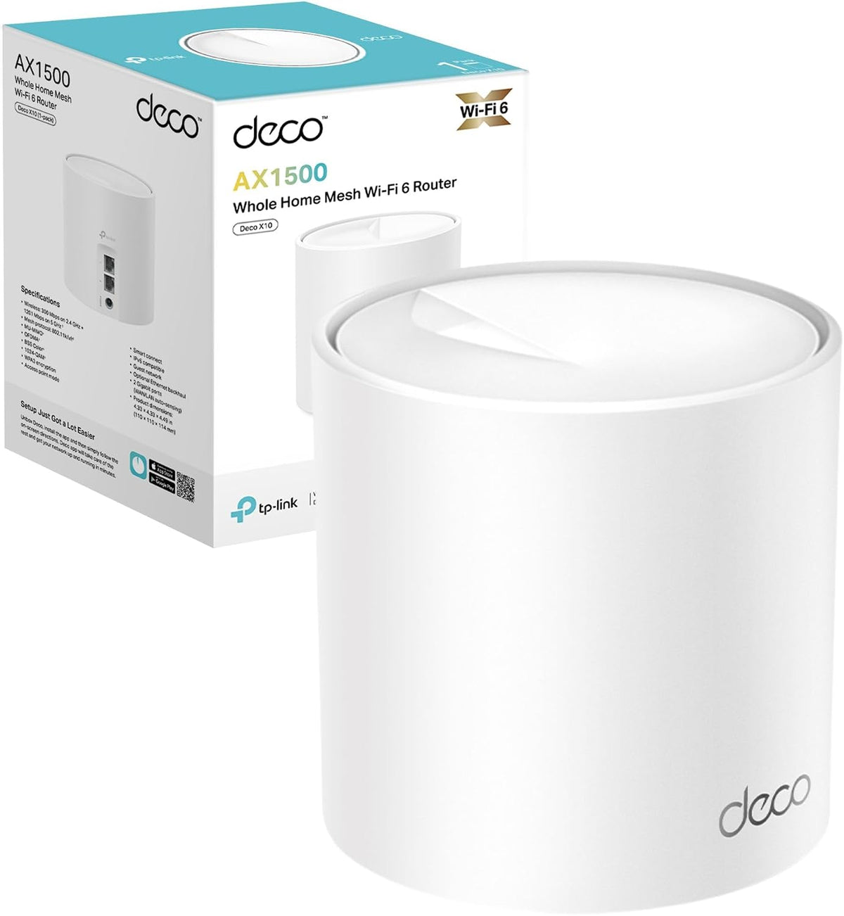 TP-Link Deco X10 AX1500 Mesh WiFi 6 System, WiFi Router, Whole Home Seamless Roaming, Voice Control with Alexa/Google, Personalize Parental Control, Wireless Extender Boost, OFDMA, MU-MIMO, Easy Setup