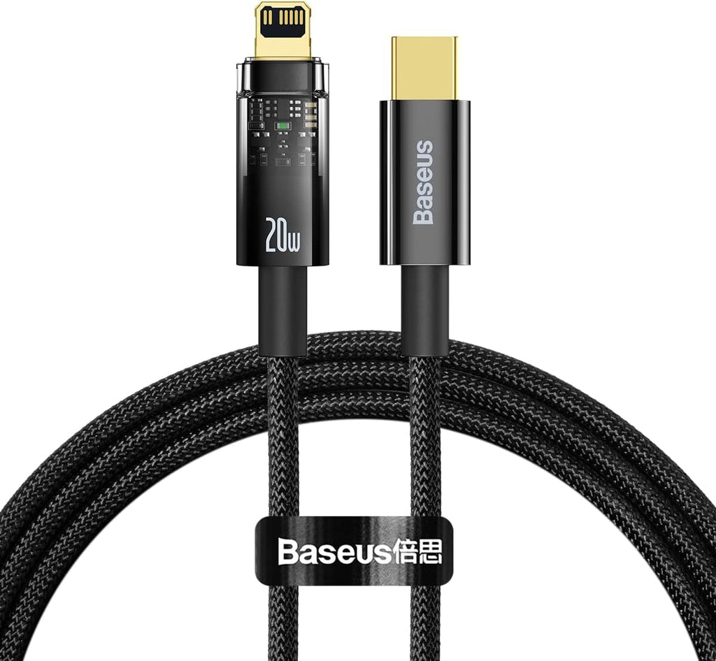 Baseus Explorer Auto Power-Off USB-C to Lightning Cable 20W — 1m — Black