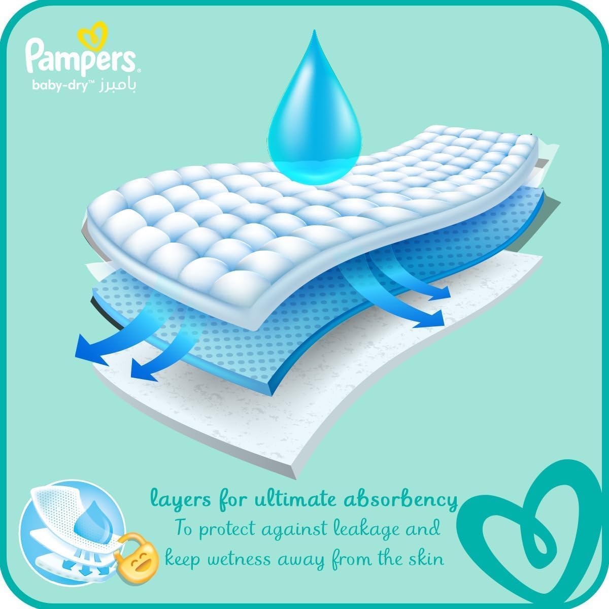 Pampers Baby Dry Taped Diapers, Size 4, 9-18 kg, Baby Lotion with Olive Oil, 104 Diapers