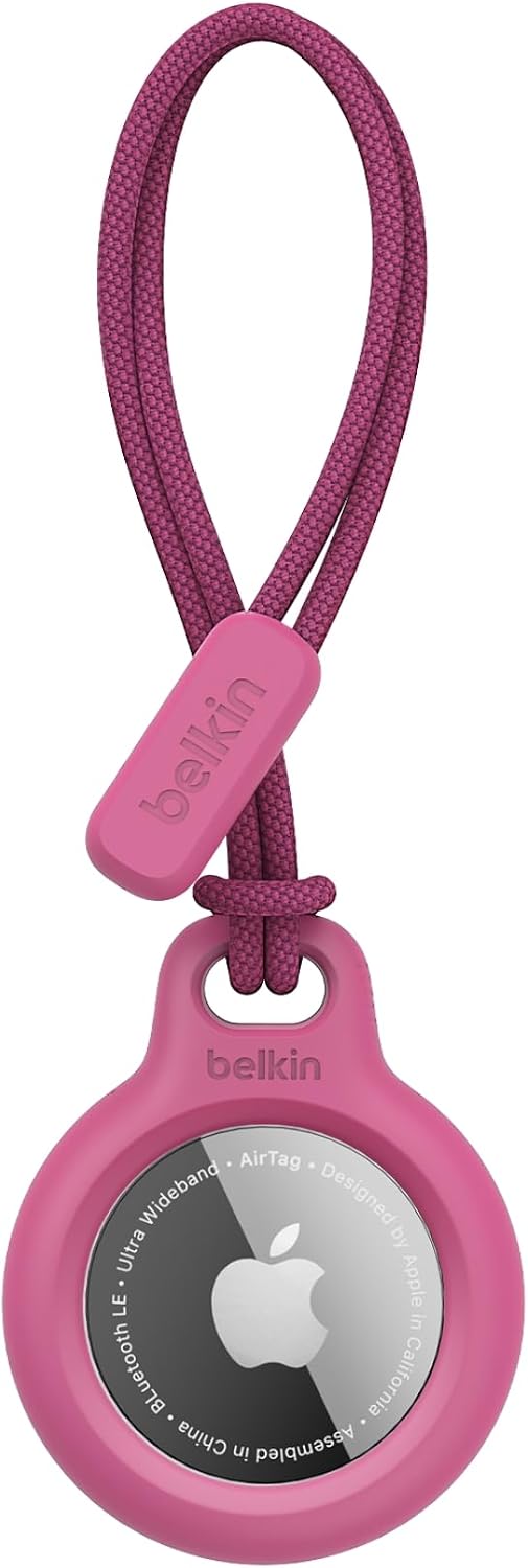 Belkin Airtag Case With Strap, Secure Holder Protective Cover For Air Tag With Scratch Resistance Accessory - Pink