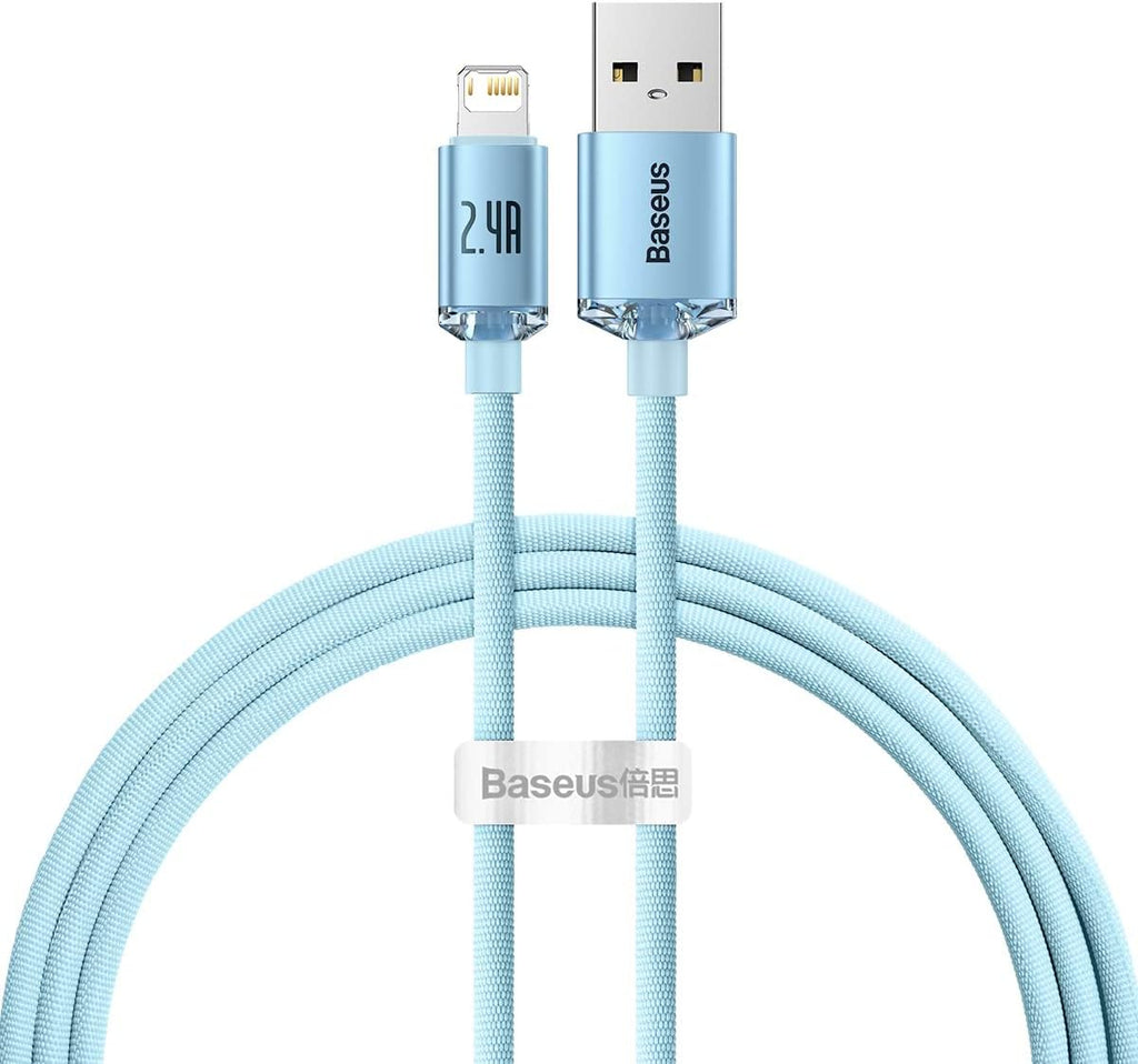 Baseus Crystal Shine USB-A to Lightning Cable 2.4A — 1.2m — Sky Blue