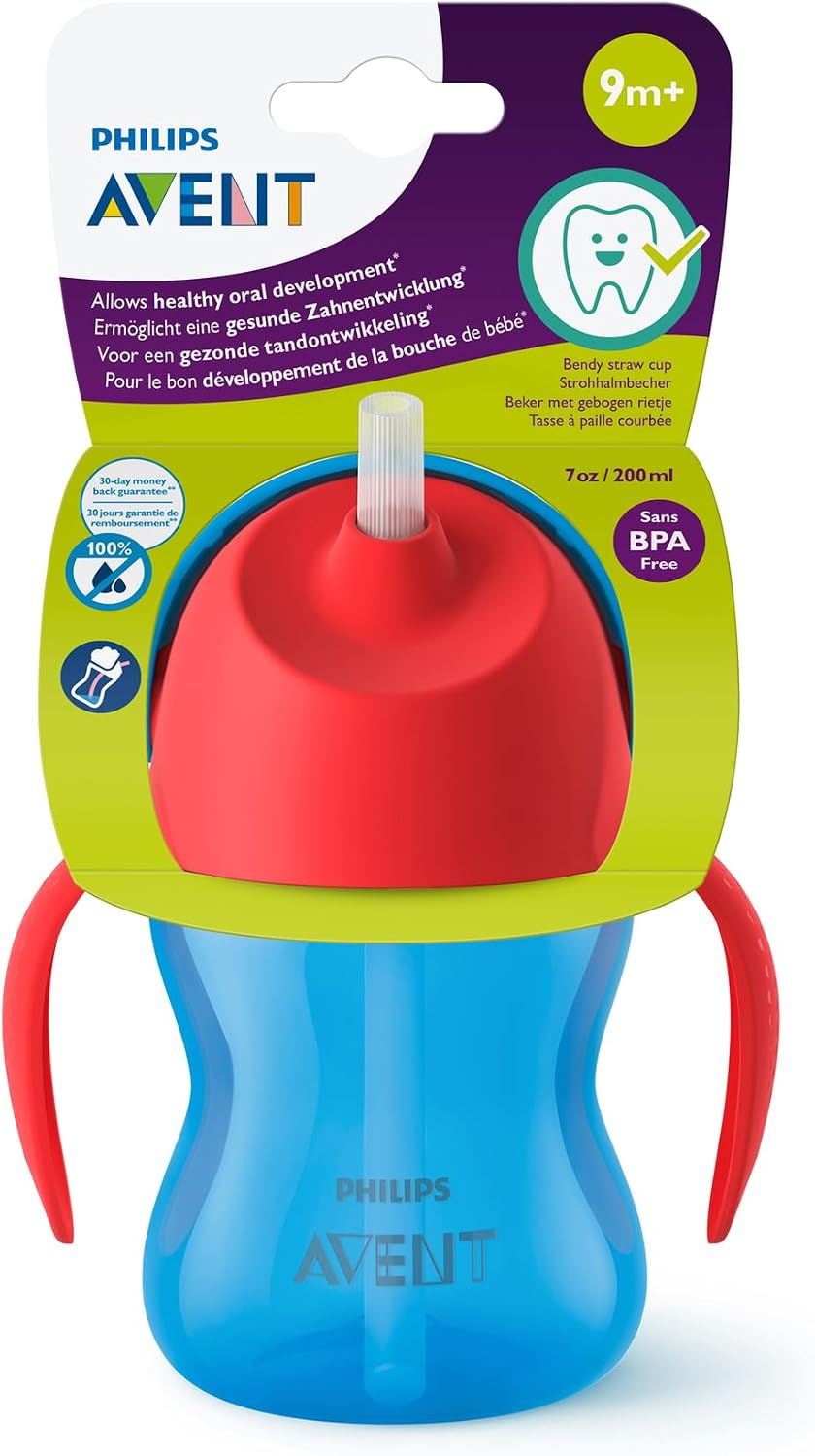 Philips Avent Bendy Straw Cup with Handle, 12m+, Boy/Girl, Assorted Color, 200 ml, SCF798/00 — Assorted Color