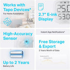 Tapo TP-Link Digital Hygrometer Thermometer T315 Smart Temperature & Humidity Monitor | Real Time | Home Automation | Free Data Storage & Visual Graphs | Hub Required