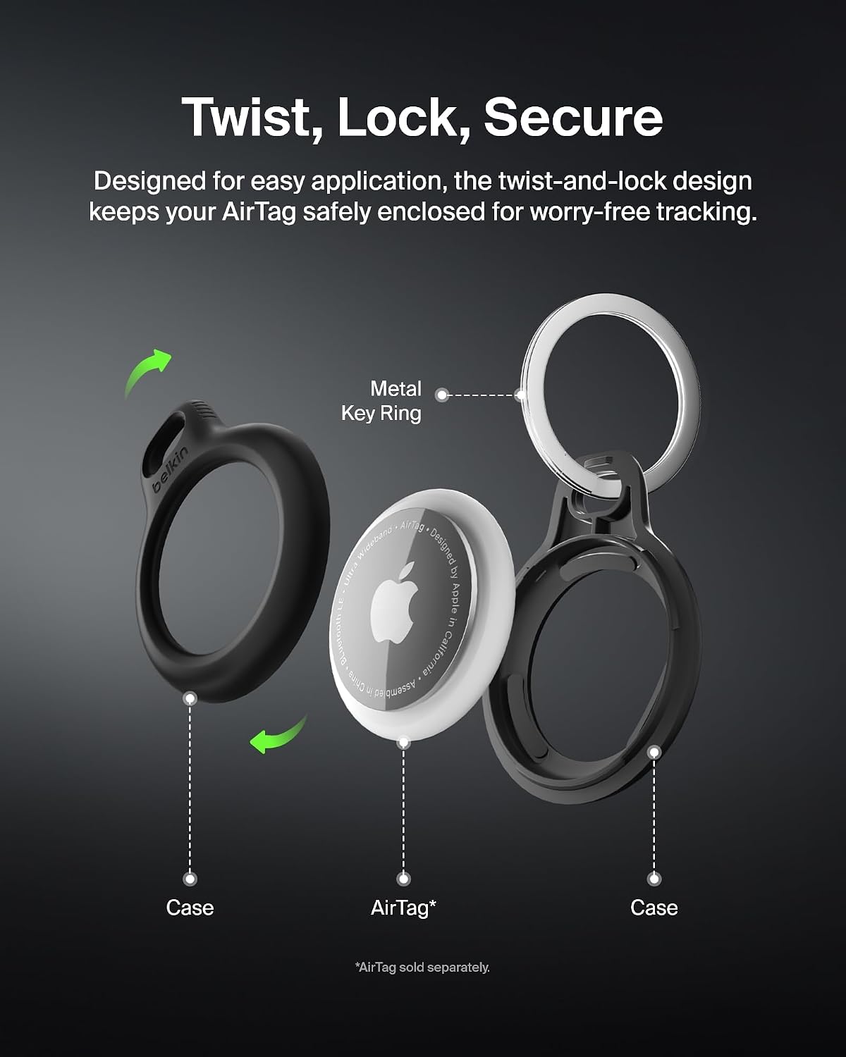 Belkin 1x2 Secure Holder black for Apple AirTag MSC002btBK