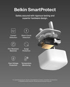 Belkin Compact Wall Charger 45W, USB-C Power Delivery Fast Charging for Apple iPhone 16, 16 Plus, 16 Pro, 16 Pro Max, 15 Series, Samsung Galaxy S25, iPad, AirPods & More - White