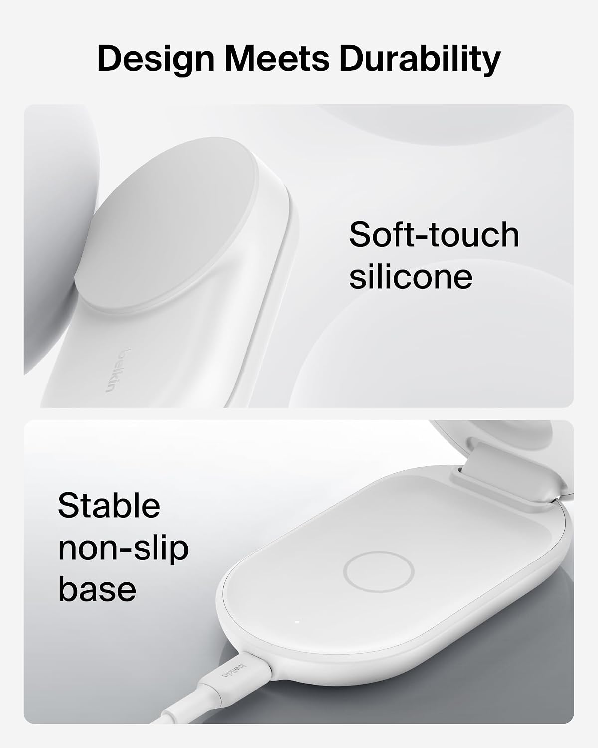 Belkin UltraCharge 3 in 1 Magnetic Wireless Charger with Qi2, 25W - White