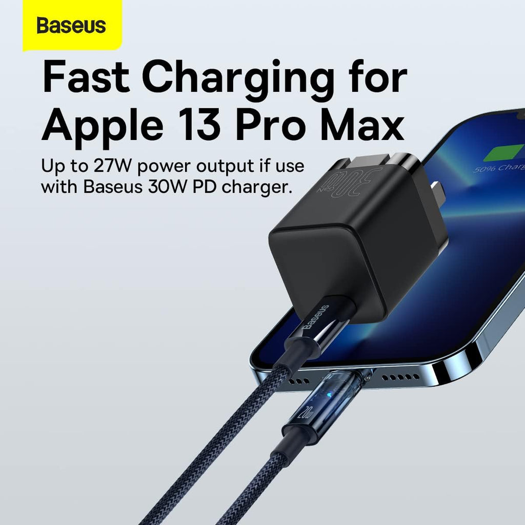 Baseus Explorer Auto Power-Off USB-C to Lightning Cable 20W — 1m — Blue